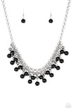 Paparazzi VINTAGE VAULT "Friday Night Fringe" Black Necklace & Earring Set Paparazzi Jewelry