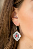 Paparazzi VINTAGE VAULT "Fiercely Four Corners" Red Earrings Paparazzi Jewelry