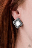 Paparazzi VINTAGE VAULT "Royal Fandom" White Clip On Earrings Paparazzi Jewelry