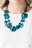Paparazzi "Wonderfully Walla Walla" Blue Wooden Bead Brown Cord Necklace & Earring Set Paparazzi Jewelry
