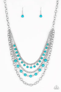 Paparazzi VINTAGE VAULT "Ground Forces" Blue Necklace & Earring Set Paparazzi Jewelry