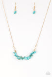 Paparazzi "Back To Nature" Blue Earthy Rock Gold Chain Necklace & Earring Set Paparazzi Jewelry