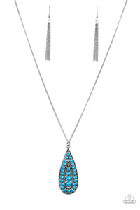 Paparazzi VINTAGE VAULT "Tiki Tease" Blue Necklace & Earring Set Paparazzi Jewelry