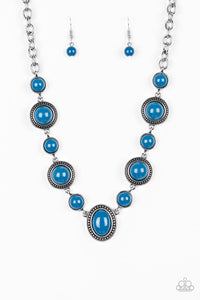 Paparazzi VINTAGE VAULT "Voyager Vibes" Blue Necklace & Earring Set Paparazzi Jewelry