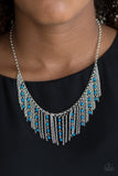 Paparazzi VINTAGE VAULT "Harlem Hideaway" Blue Necklace & Earring Set Paparazzi Jewelry