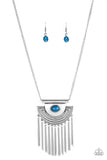 Paparazzi VINTAGE VAULT "When in Roam" Blue Necklace & Earring Set Paparazzi Jewelry