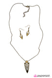 Paparazzi "A Matter of Artifact" Brass Necklace & Earring Set Paparazzi Jewelry