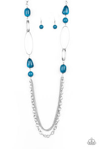 Paparazzi VINTAGE VAULT "Pleasant Promenade" Blue Necklace & Earring Set Paparazzi Jewelry