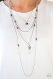 Paparazzi VINTAGE VAULT "Key Keynote" Blue Necklace & Earring Set Paparazzi Jewelry
