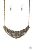 Paparazzi VINTAGE VAULT "Terra Trailbreaker" Brass Necklace & Earring Set Paparazzi Jewelry