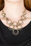 Paparazzi VINTAGE VAULT "Ringing Off The Hook" Brass Necklace & Earring Set Paparazzi Jewelry