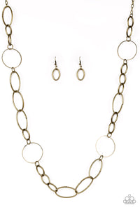 Paparazzi VINTAGE VAULT "Perfect MISMATCH" Brass Necklace & Earring Set Paparazzi Jewelry