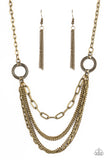 Paparazzi VINTAGE VAULT "CHAINS of Command" Brass Necklace & Earring Set Paparazzi Jewelry