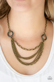 Paparazzi VINTAGE VAULT "CHAINS of Command" Brass Necklace & Earring Set Paparazzi Jewelry