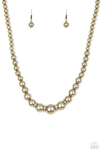 Paparazzi VINTAGE VAULT "Party Pearls" Brass Necklace & Earring Set Paparazzi Jewelry