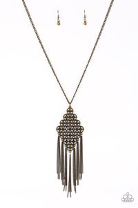 Paparazzi VINTAGE VAULT "Web Design" Brass Necklace & Earring Set Paparazzi Jewelry