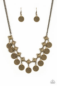 Paparazzi "Walk The Plank" Brass Necklace & Earring Set Paparazzi Jewelry