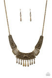 Paparazzi VINTAGE VAULT "STEER It Up" Brass Necklace & Earring Set Paparazzi Jewelry