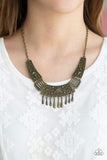 Paparazzi VINTAGE VAULT "STEER It Up" Brass Necklace & Earring Set Paparazzi Jewelry