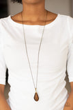 Paparazzi VINTAGE VAULT "Friends In GLOW Places" Brass Necklace & Earring Set Paparazzi Jewelry
