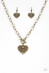 Paparazzi "Victorian Romance" Brass Necklace & Earring Set Paparazzi Jewelry