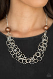 Paparazzi VINTAGE VAULT "Daring Diva" Brown Necklace & Earring Set Paparazzi Jewelry