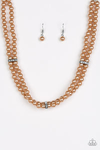 Paparazzi VINTAGE VAULT "Put On Your Party Dress" Brown Necklace & Earring Set Paparazzi Jewelry
