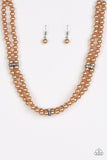 Paparazzi VINTAGE VAULT "Put On Your Party Dress" Brown Necklace & Earring Set Paparazzi Jewelry