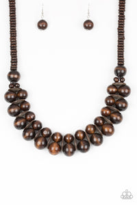 Paparazzi "Caribbean Cover Girl" Brown Necklace & Earring Set Paparazzi Jewelry