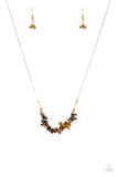 Paparazzi "Back To Nature" Brown Earthy Rock Gold Chain Necklace & Earring Set Paparazzi Jewelry