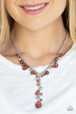 Paparazzi "Crystal Couture" Brown Necklace & Earring Set Paparazzi Jewelry