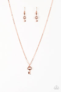 Paparazzi VINTAGE VAULT "Very Low Key" Copper Necklace & Earring Set Paparazzi Jewelry
