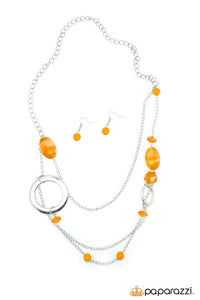 Paparazzi "A Stone's Throw" Orange Necklace & Earring Set Paparazzi Jewelry