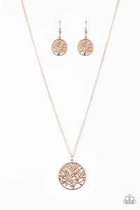 Paparazzi VINTAGE VAULT REPO "Save The Trees" Rose Gold Necklace & Earring Set Paparazzi Jewelry