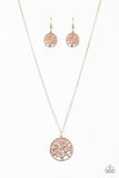 Paparazzi VINTAGE VAULT REPO "Save The Trees" Rose Gold Necklace & Earring Set Paparazzi Jewelry