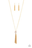 Paparazzi VINTAGE VAULT "Five-Alarm FIREWORK" Gold Necklace & Earring Set Paparazzi Jewelry