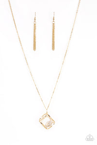 Paparazzi "Pandoras Box" Gold Necklace & Earring Set Paparazzi Jewelry