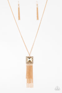 Paparazzi VINTAGE VAULT "Shimmer Sensei" Gold Necklace & Earring Set Paparazzi Jewelry