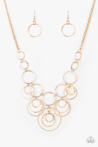 Paparazzi VINTAGE VAULT "Break The Cycle" Gold Necklace & Earring Set Paparazzi Jewelry