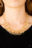 Paparazzi "Heavy Metal Hero" Gold Necklace & Earring Set Paparazzi Jewelry