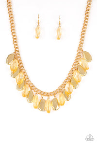 Paparazzi VINTAGE VAULT "Fringe Fabulous" Gold Necklace & Earring Set Paparazzi Jewelry