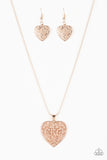 Paparazzi "Look Into Your Heart" Rose Gold Necklace & Earring Set Paparazzi Jewelry