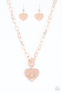 Paparazzi "Victorian Romance" Rose Gold Necklace & Earring Set Paparazzi Jewelry