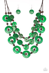 Paparazzi VINTAGE VAULT "Catalina Coastin" Green Necklace & Earring Set Paparazzi Jewelry