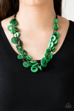 Paparazzi "Wonderfully Walla Walla" Green Wooden Bead Brown Cord Necklace & Earring Set Paparazzi Jewelry