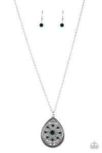 Paparazzi VINTAGE VAULT "I Am Queen" Green Necklace & Earring Set Paparazzi Jewelry