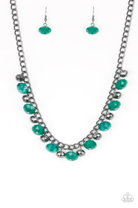Paparazzi VINTAGE VAULT "Runway Rebel" Green Necklace & Earring Set Paparazzi Jewelry