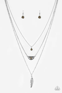 Paparazzi VINTAGE VAULT "Sahara Sparrow" Green Necklace & Earring Set Paparazzi Jewelry