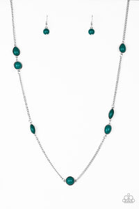 Paparazzi "Pacific Piers" Green Bead Silver Necklace & Earring Set Paparazzi Jewelry