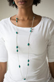 Paparazzi "Pacific Piers" Green Bead Silver Necklace & Earring Set Paparazzi Jewelry